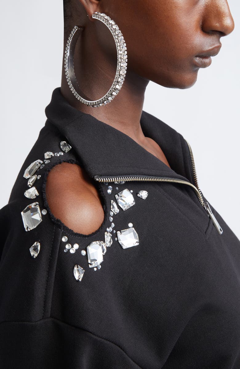 Area Large Crystal Hoop Earrings, Alternate, color, Clear Crystal/ Silver