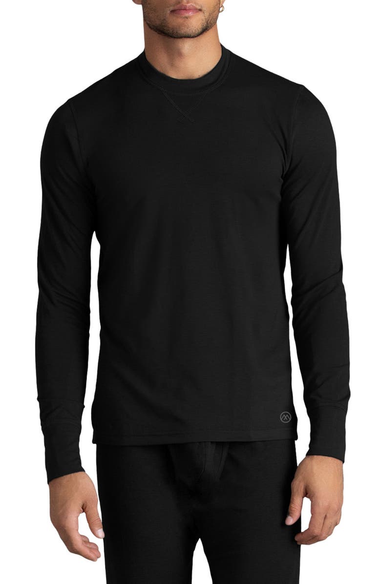 Watson's Men's Heat Baselayer Thermal Long Sleeve Crew Undershirt, Main, color, Black