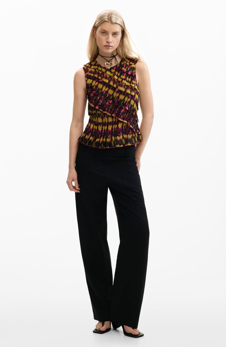 Desigual Ruffle Sleeveless Top, Alternate, color, Green