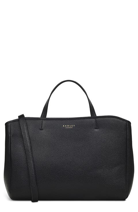 New Haven Road Medium Top Zip Leather Tote Bag