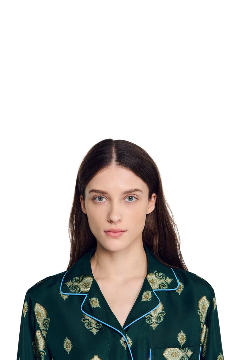 Paisley print pyjama shirt, Main, color, Green
