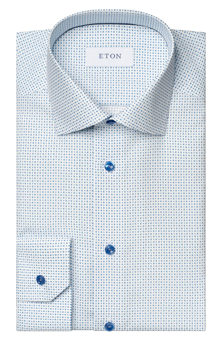 Eton Slim Fit Micro Geometric Cotton Twill Dress Shirt, Alternate, color,