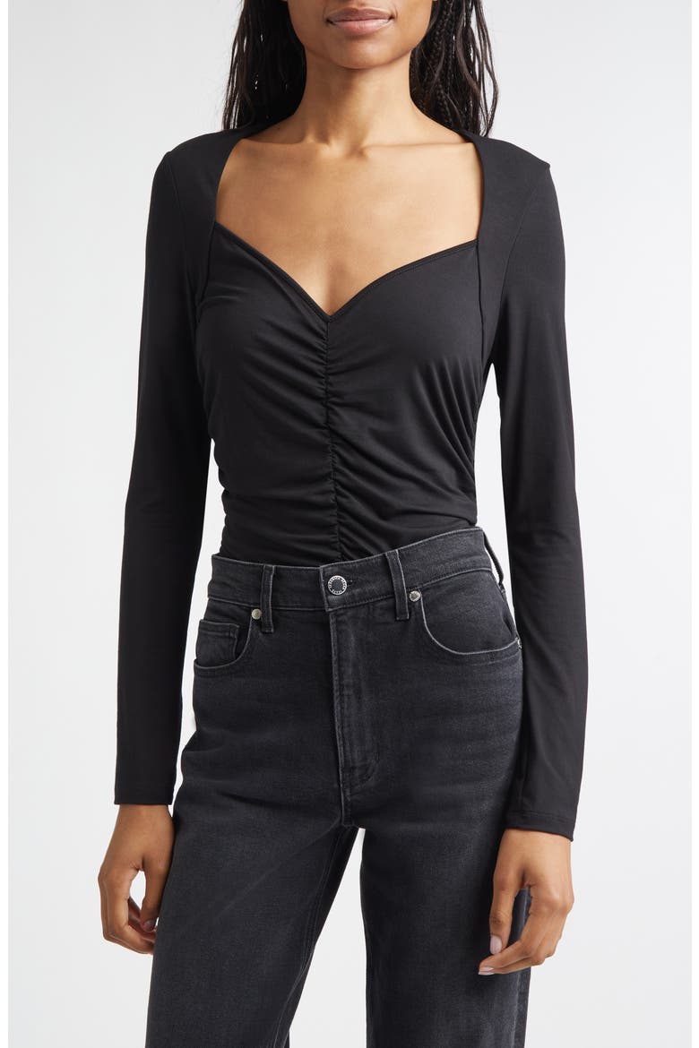 Salem Ruched Top, Main, color, BLACK