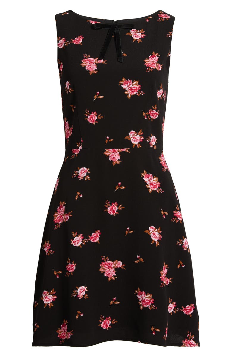 Charles Henry Floral Bow Neck Fit & Flare Minidress, Alternate, color, 