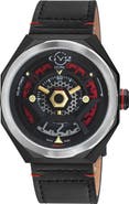 GV2 Stella Solare Power Leather Strap Watch, 44mm