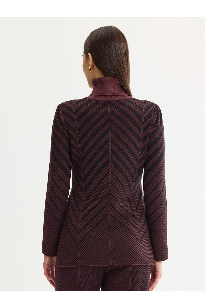 Cheveron Turtleneck Knit Tunic, Alternate, color, Mahogany/Black