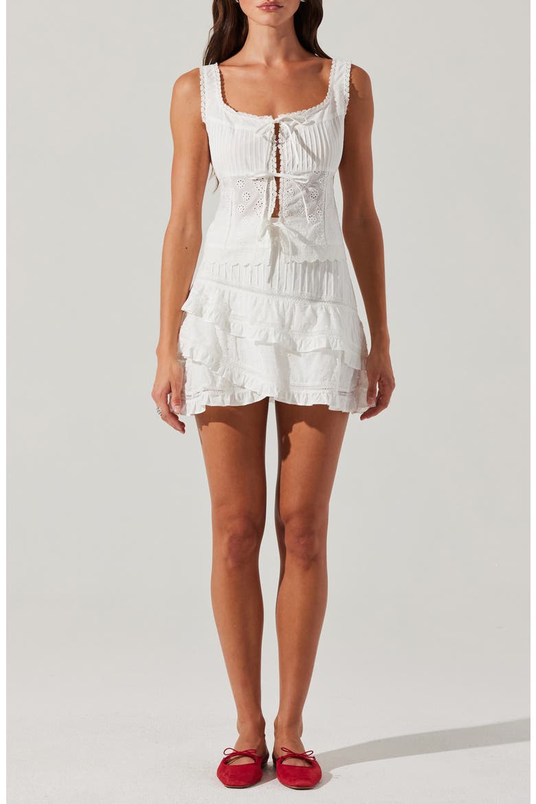 Kensley Embroidered Eyelet Cotton Tie Front Camisole, Alternate, color, WHITE