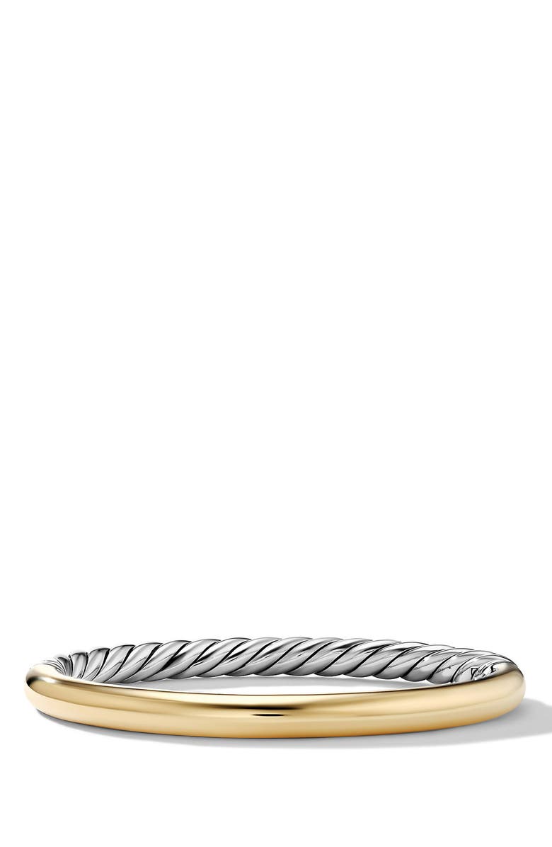 David Yurman Sculpted Cable and Smooth Bracelet in Sterling Silver with 18K Yellow Gold, Main, color, 
