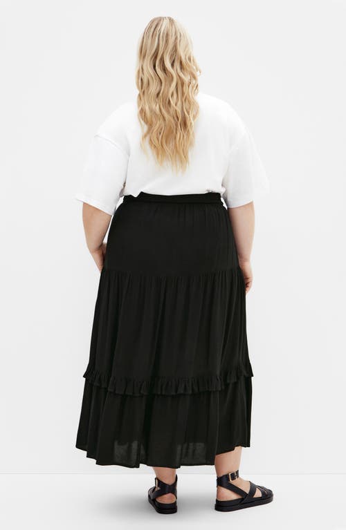 City Chic Avianna Tiered Maxi Skirt In Black