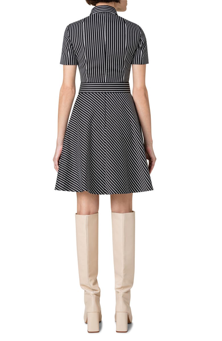Akris punto Stripe Stretch Cotton Blend A-Line Dress, Alternate, color, 