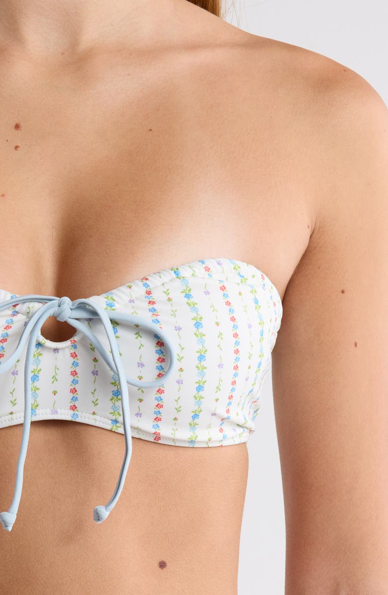 PacSun Karly Bandeau Swim Top, Alternate, color, Karly Sweet Floral/ Light Blue