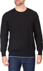 TailorByrd Textured Waffle Knit Crewneck Sweater