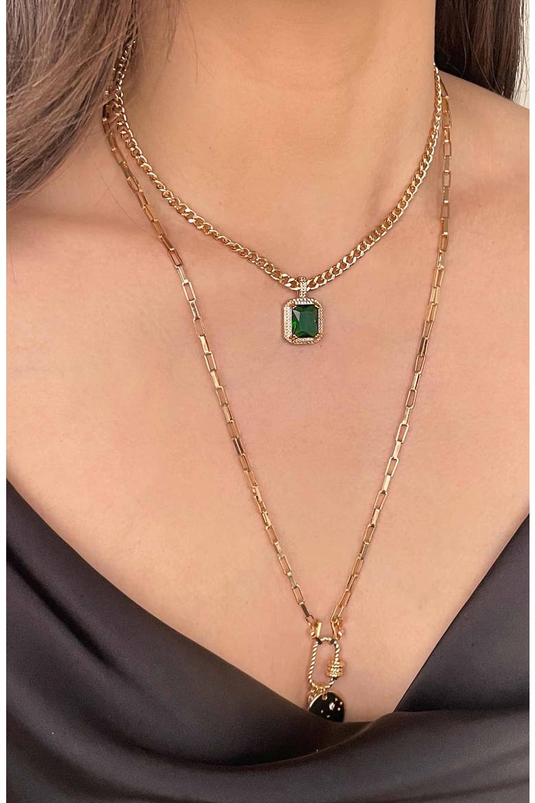 Cubic Zirconia Pendant Necklace, Alternate, color, GREEN
