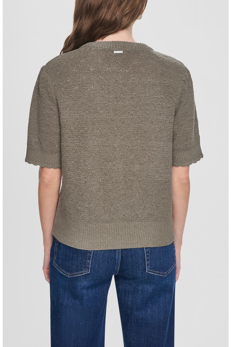 Chenille Short Sleeve Cardigan, Alternate, color, UTILITY GR