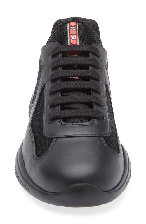 Prada Fabric And Leather America S Cup Sneakers In Nero