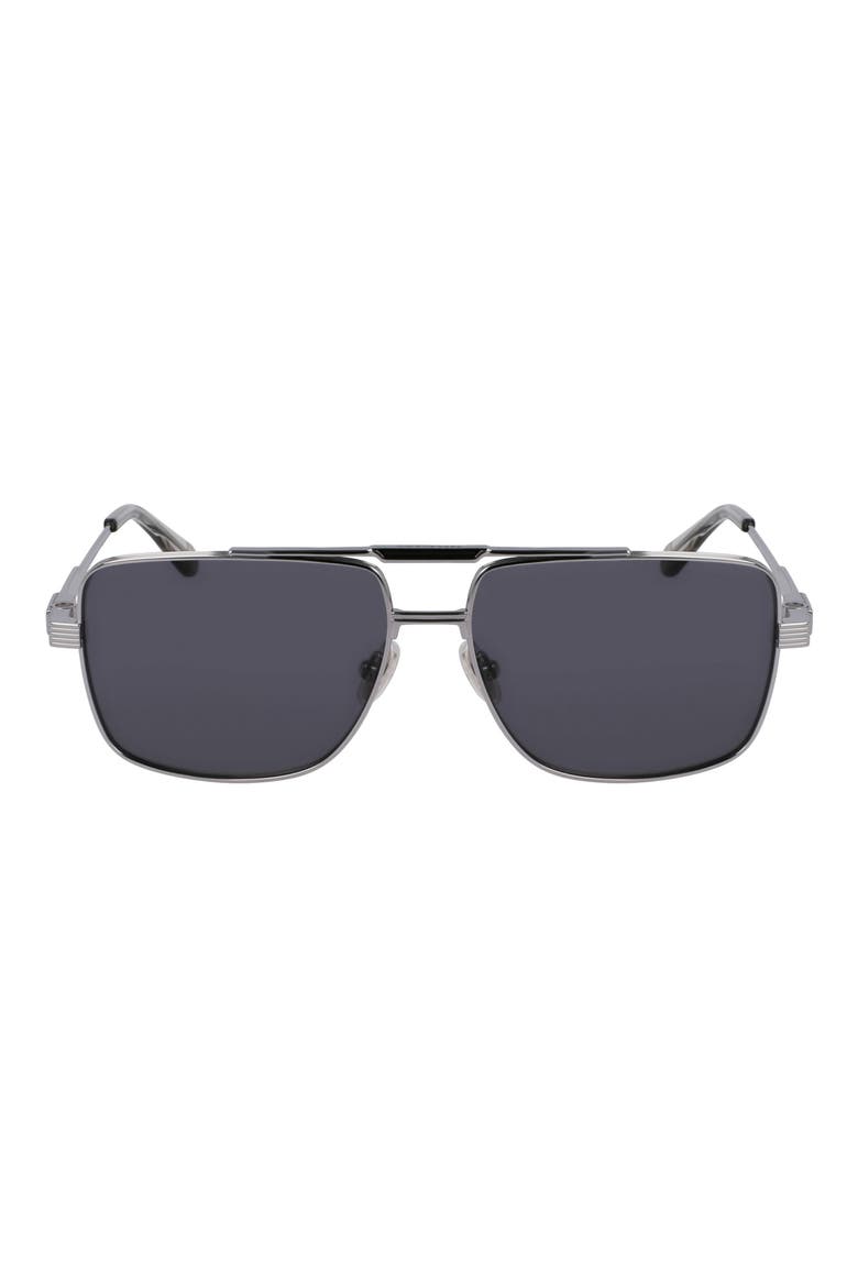 Gancini Prisma 60mm Navigator Sunglasses, Main, color, LIGHT RUTHENIUM