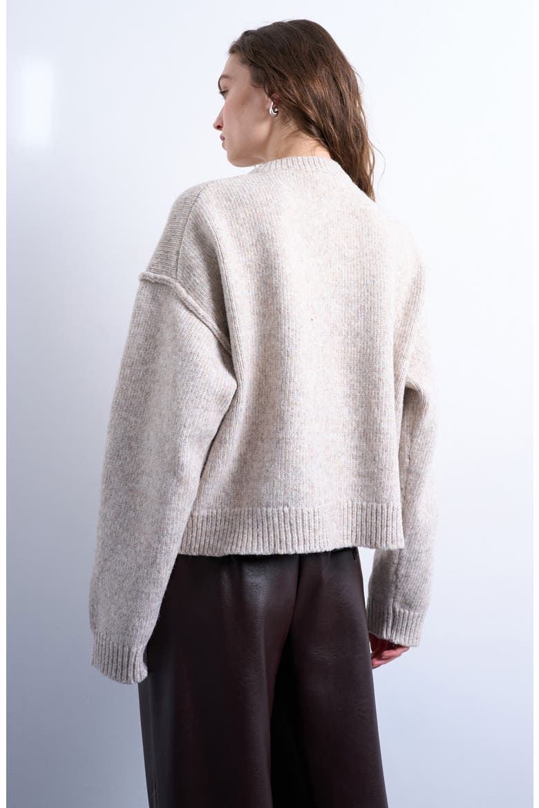 Exposed Seam Relaxed Fit Cardigan, Alternate, color, WHITE