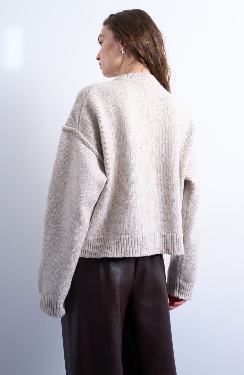 Topshop Exposed Seam Relaxed Fit Cardigan, Alternate, color, White