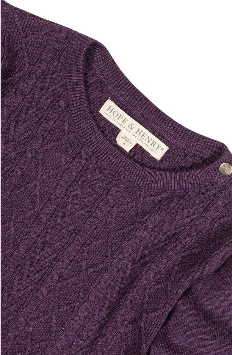 Hope & Henry Baby Girls' Organic Cable Bodice Sweater Dress, Infant, Alternate, color, Plum Heather Cable Bodice