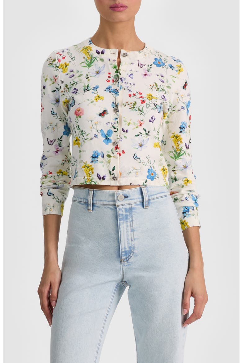 Carson Floral Cotton Blend Cardigan, Main, color, TWISTING VINES OFF WHITE