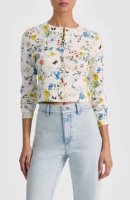 Alice + Olivia Carson Floral Cotton Blend Cardigan