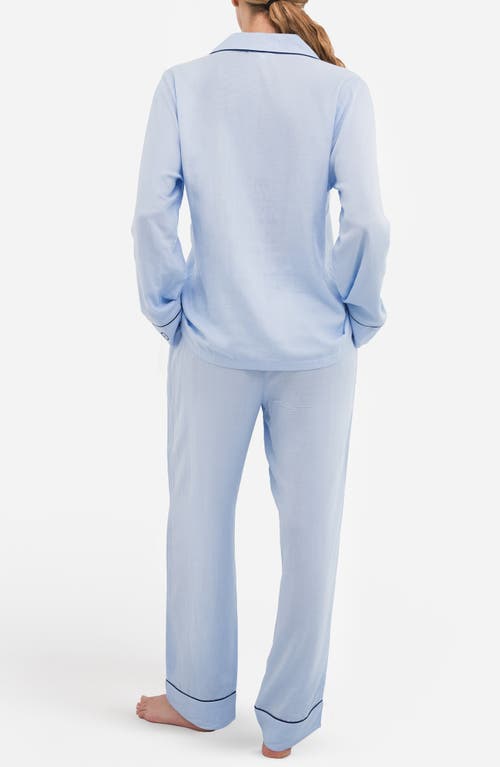 Sunday Citizen Gender Inclusive Piped Cotton Blend Pajamas In Blue