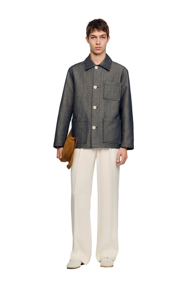 SANDRO Denim-effect worker jacket, Alternate, color, Denim