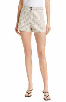 Rebecca Taylor Women's Stripe Stretch Cotton High Waist Shorts