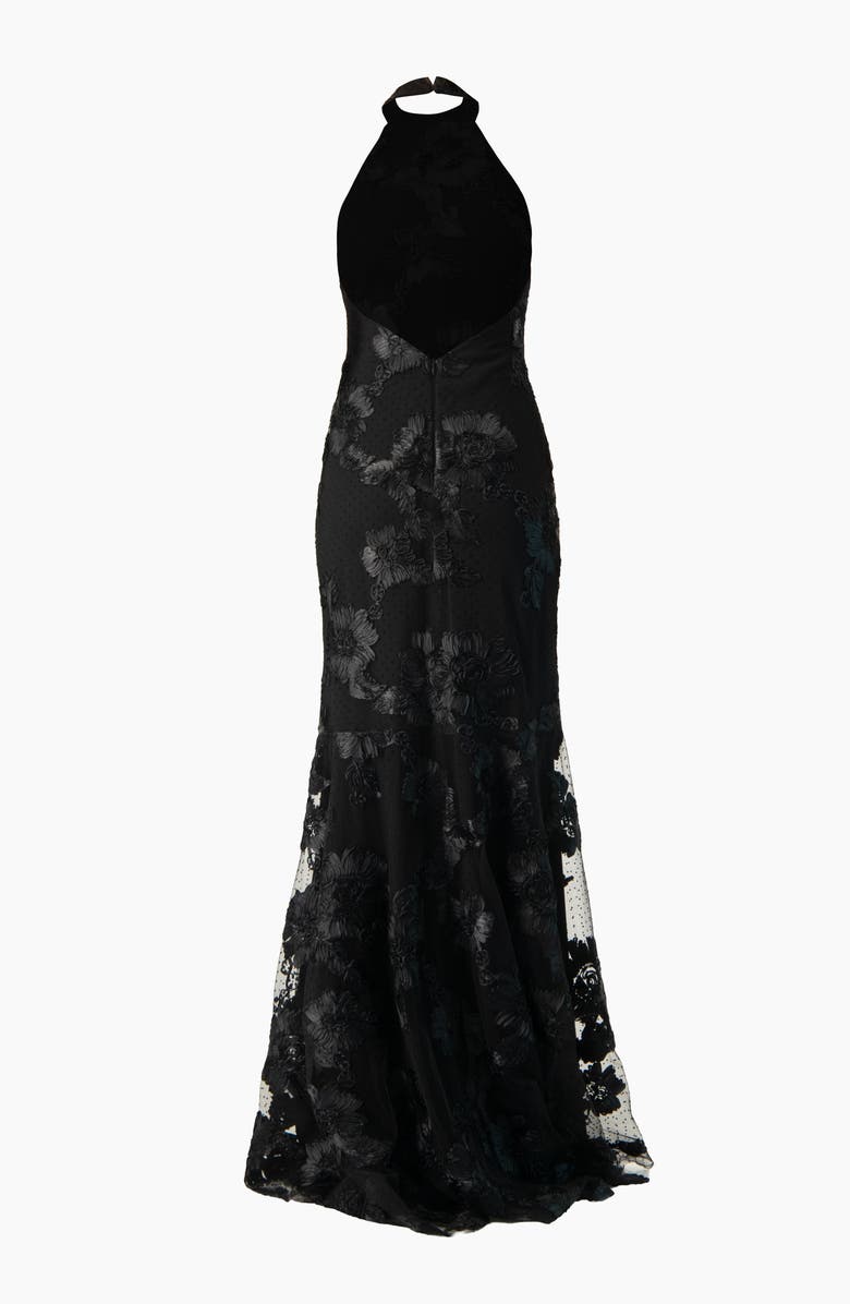 IVONNE Halter Floral Lace Mermaid Gown, Alternate, color, Black