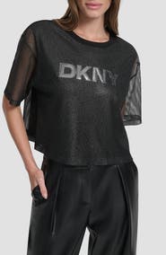 DKNY Mesh Overlay Logo Top