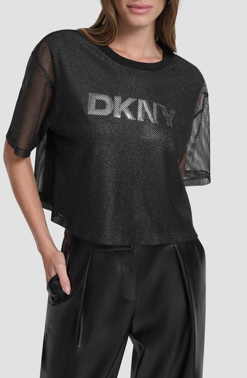 Dkny Mesh Overlay Logo Top In Black