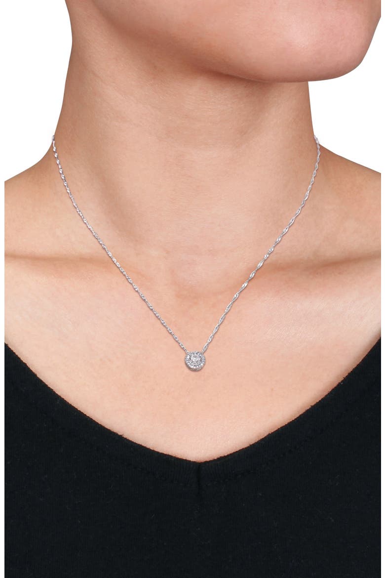 Diamond Halo Pendant Necklace - 0.25ct., Alternate, color, SILVER/ CLEAR