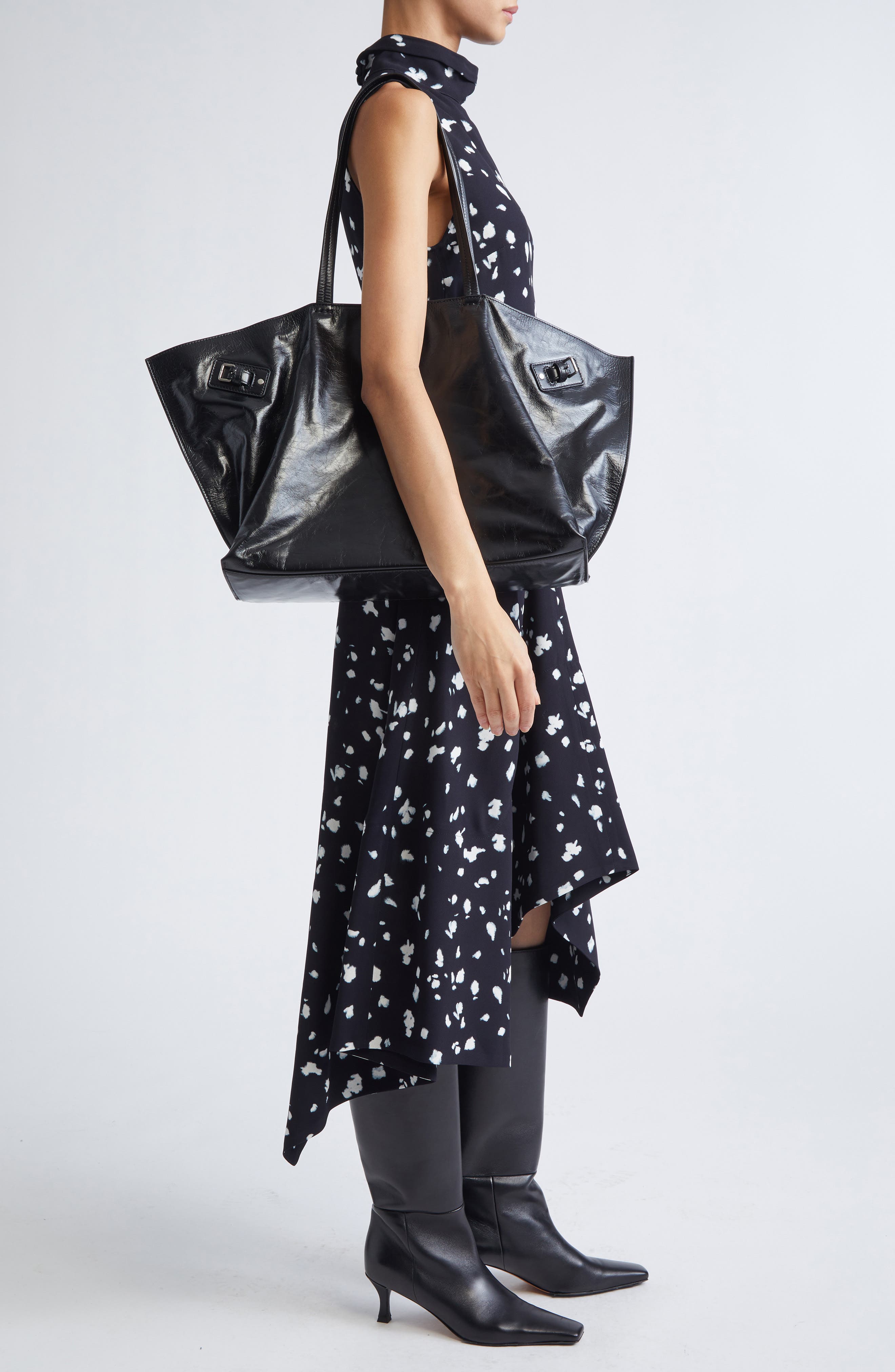 Proenza Schouler Days Leather Tote, Alternate, color, Black