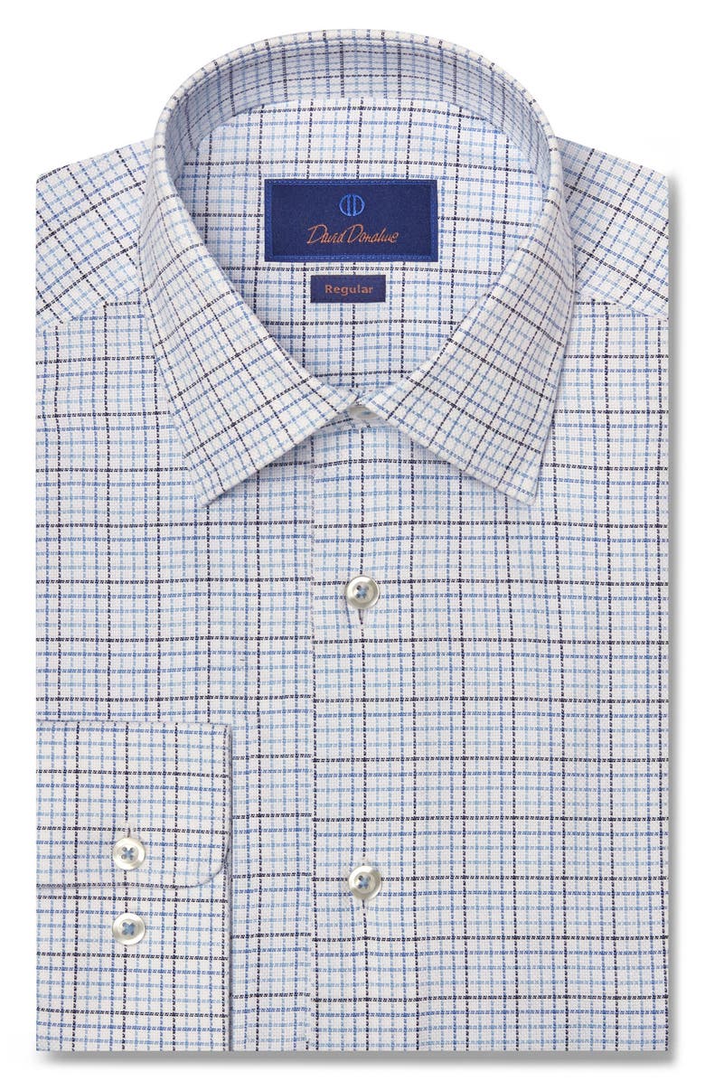 David Donahue Regular Fit Check Dress Shirt, Main, color, Blue/ Sky