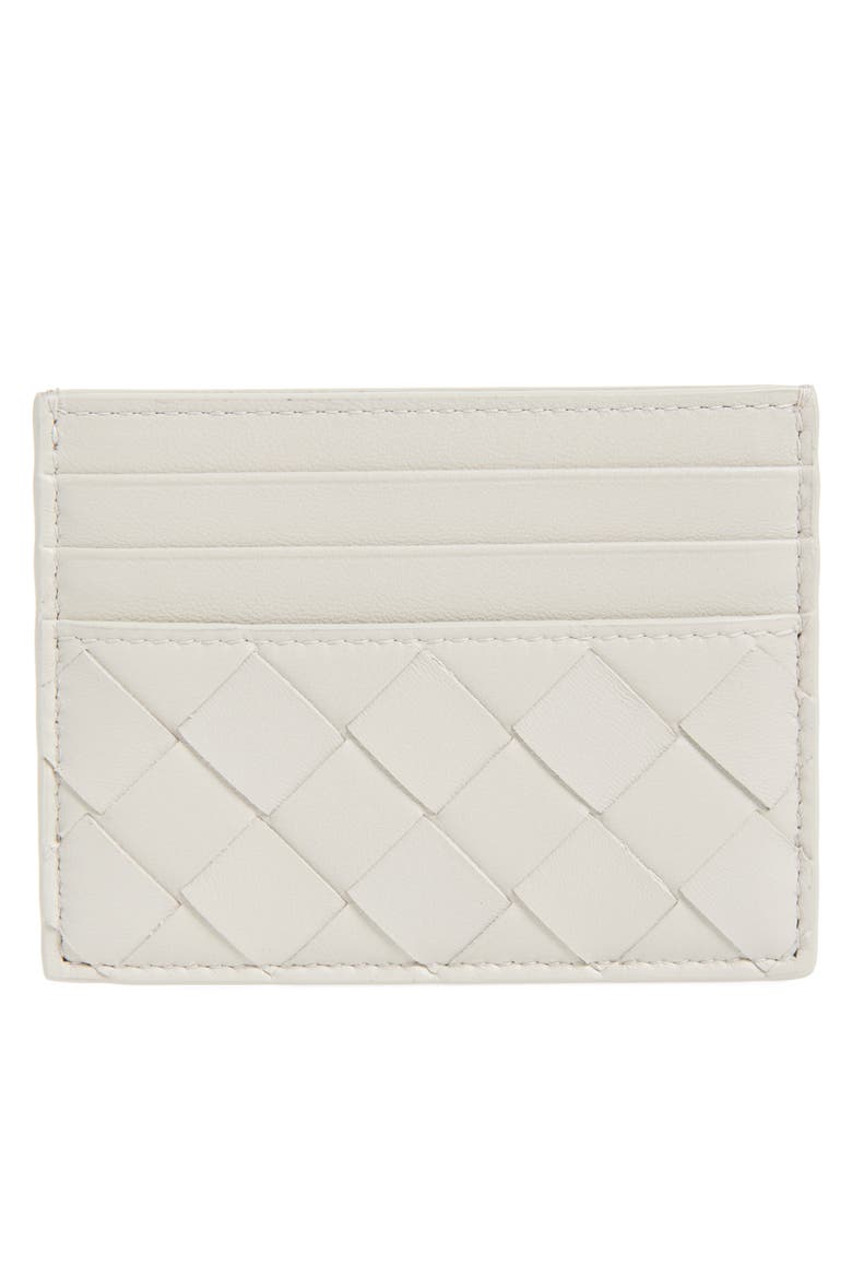 Intrecciato Leather Card Case, Alternate, color, 1742 SILICA GREY