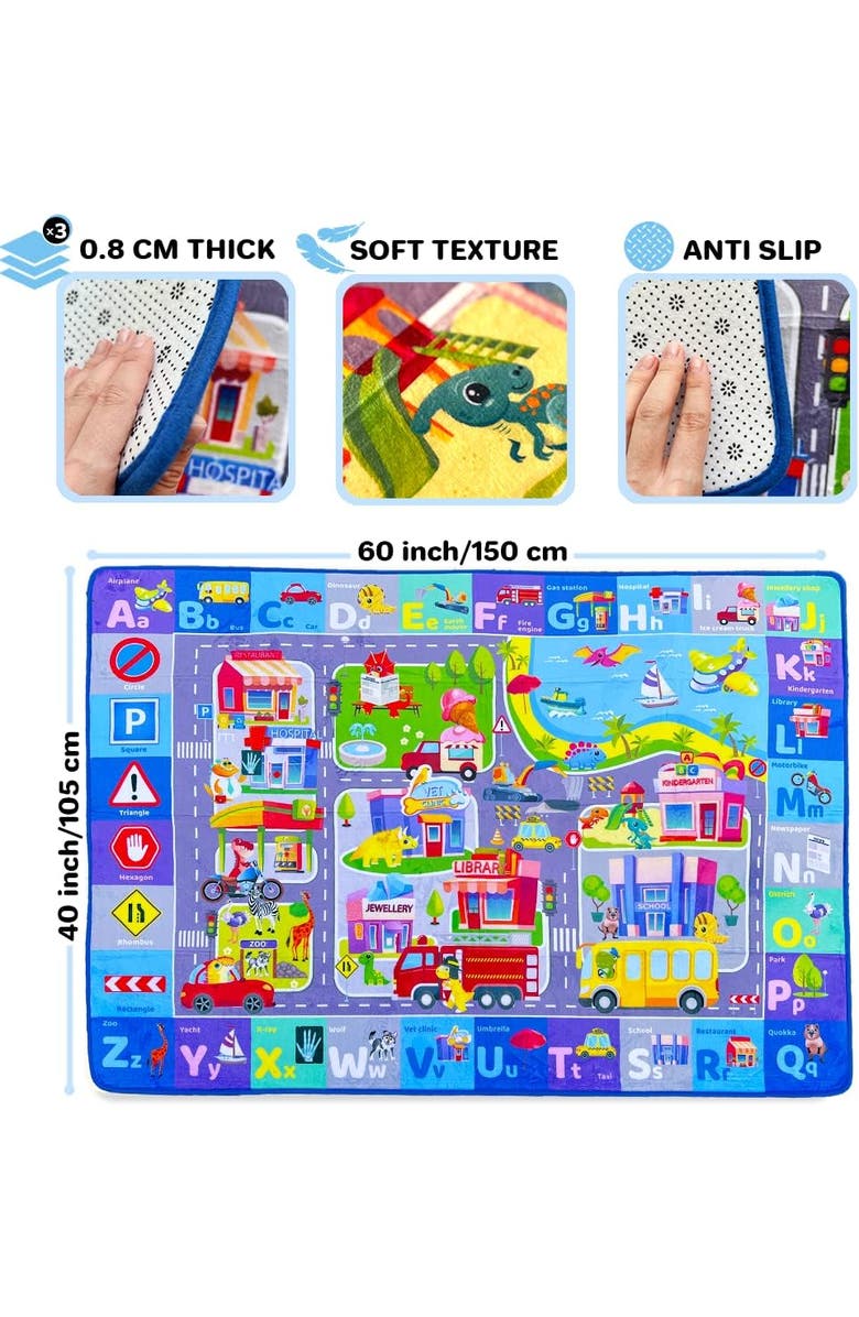 Quokka Baby Mat for Floor Play for Babies 6-12 Months - Super Soft ABC Play Mat for Toddlers 1-3, Alternate, color, City