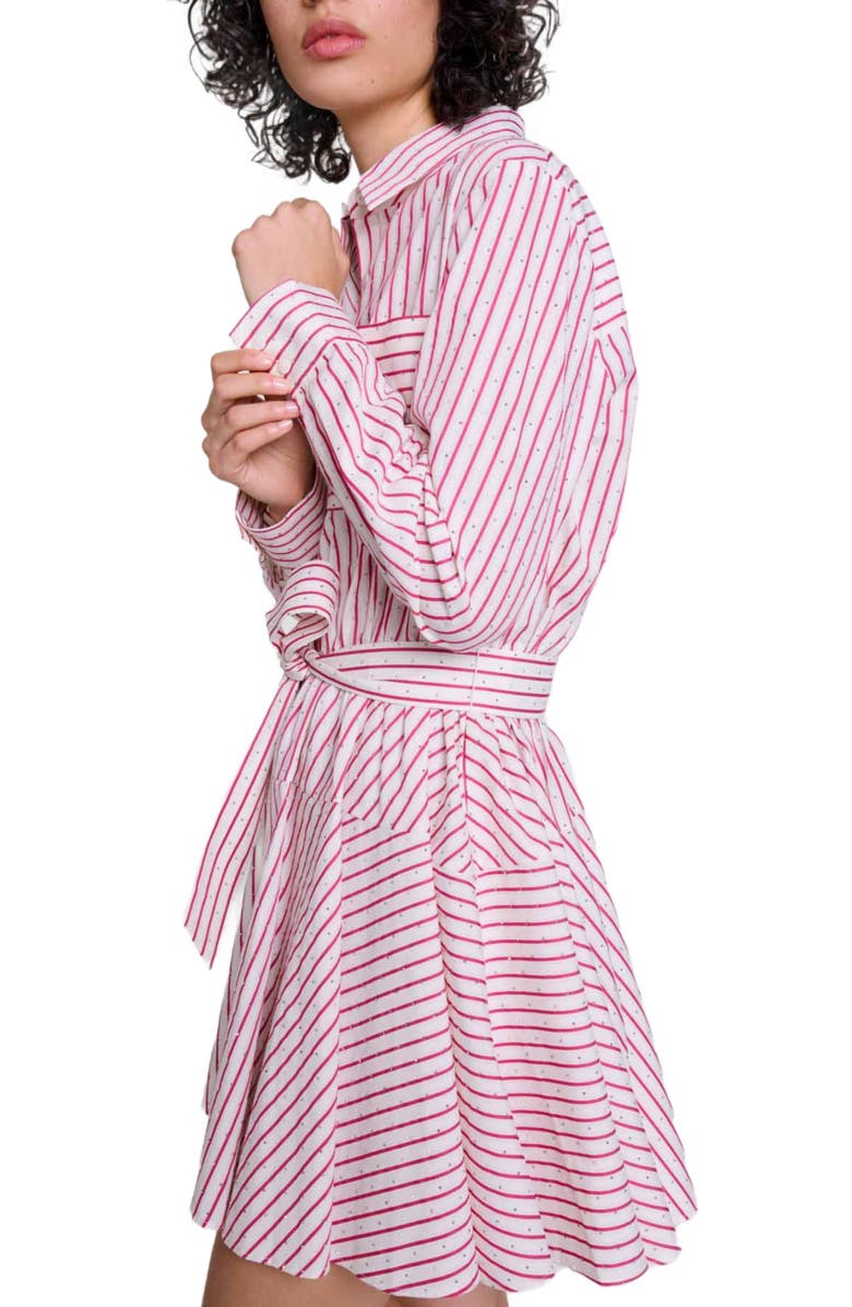 maje Striped rhinestone short dress, Alternate, color, 