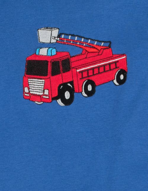 Leveret Two-piece Printed Cotton Pajamas, Vehicles & Machines In Blue