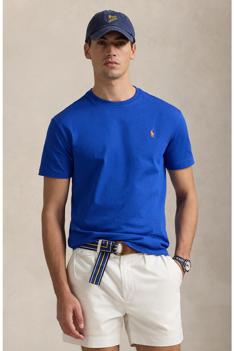 Embroidered Short Sleeve Jersey T-Shirt, Alternate, color, BLUE SATURN