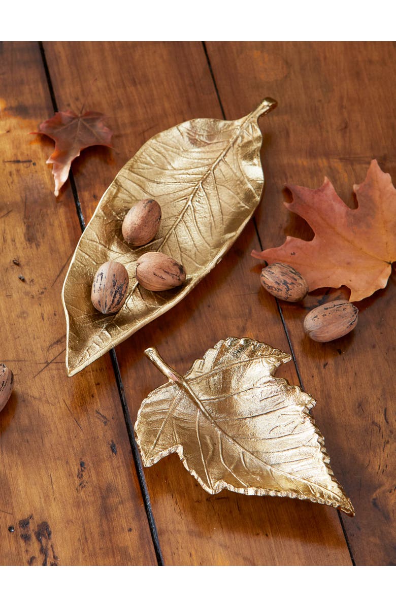 tag Maple Leaf Decorative Tray and Platter Set Antique Gold, Alternate, color,