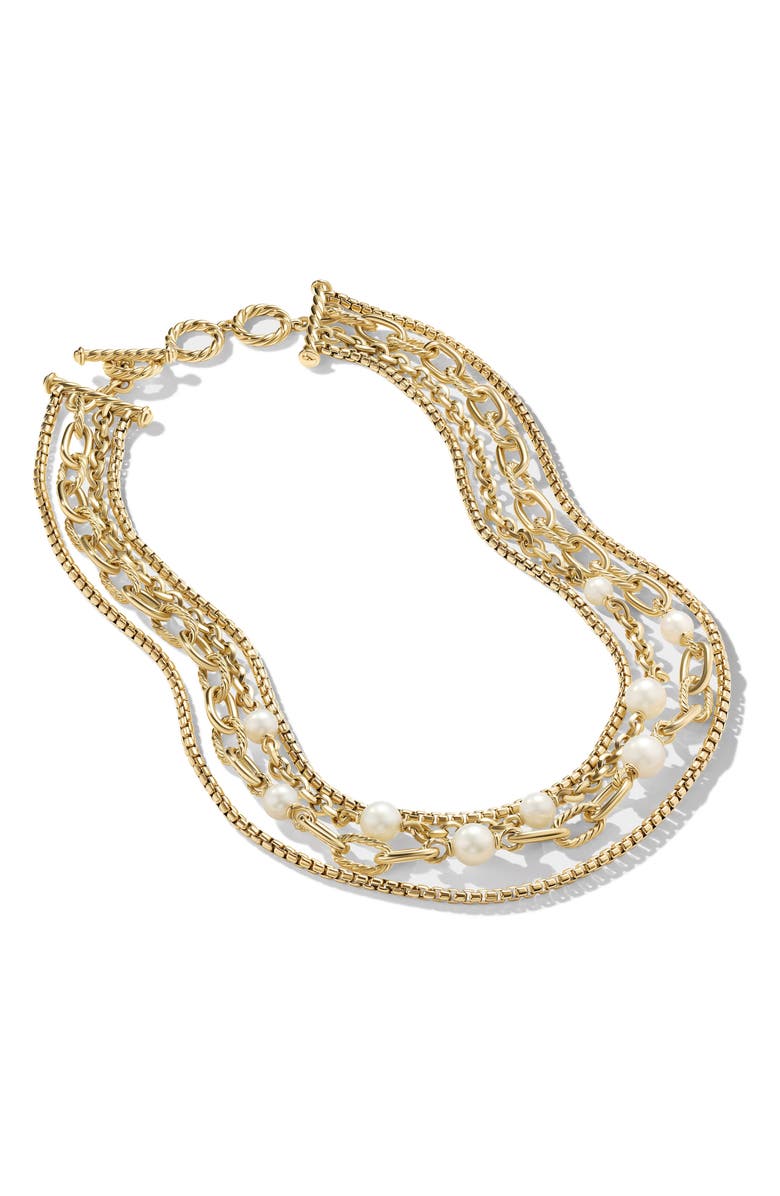 David Yurman DY Madison® Pearl Multi Row Chain Necklace in 18K Yellow ...