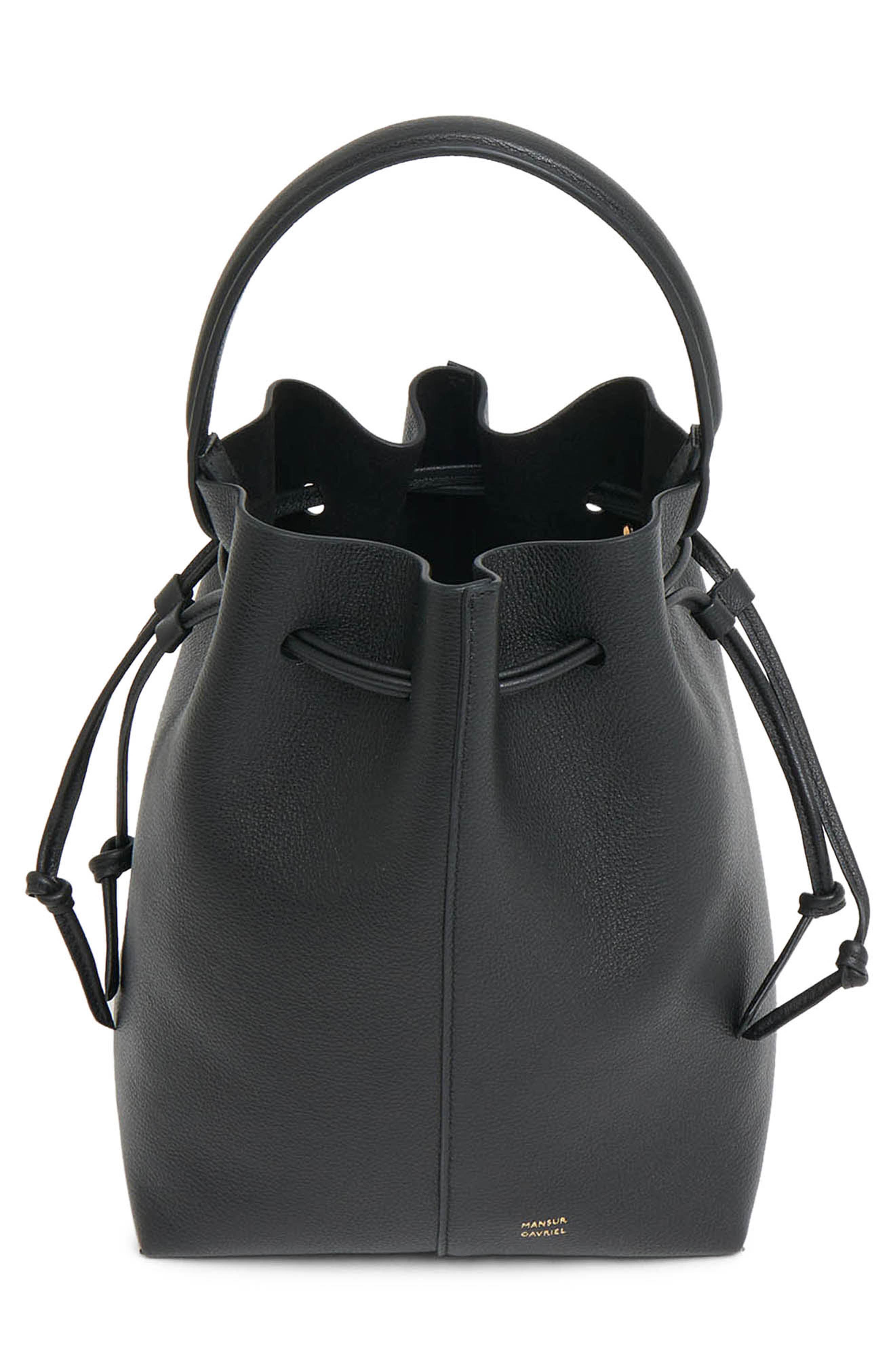 Mansur Gavriel Dea Leather Bucket Bag, Alternate, color, Black