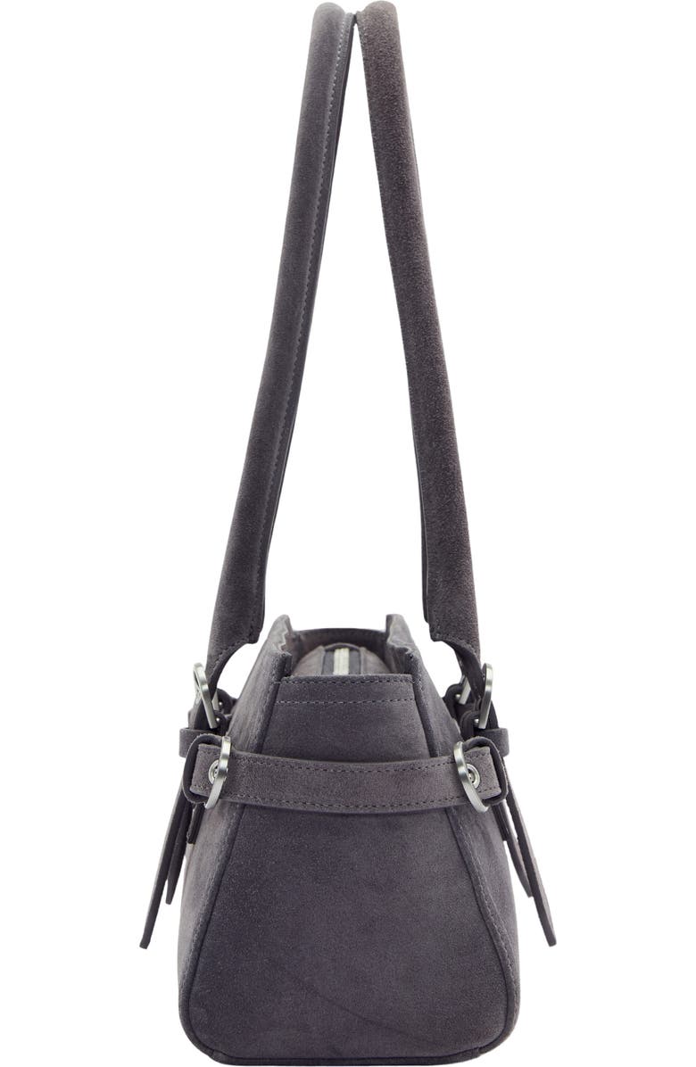 Reformation Dominique Leather Shoulder Bag, Alternate, color, Gunmetal Suede