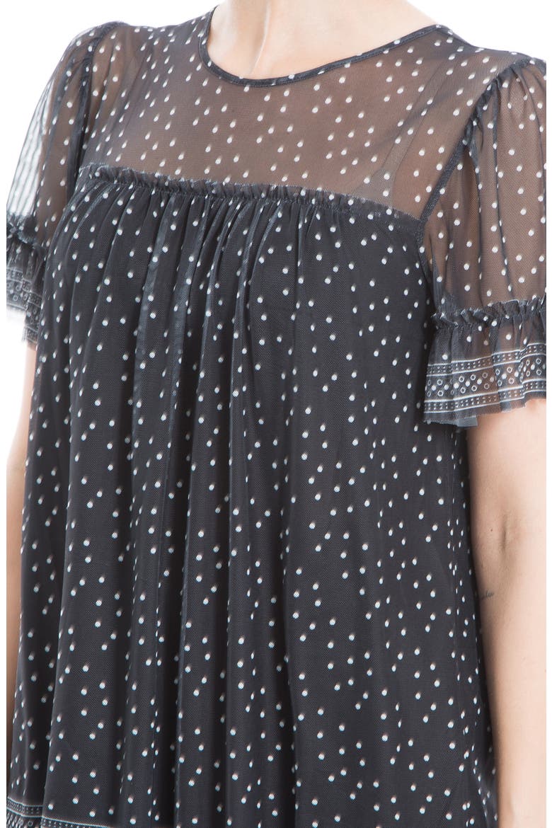 Short Sleeve Knit Mesh Top, Alternate, color, BLACK CREAM DOT