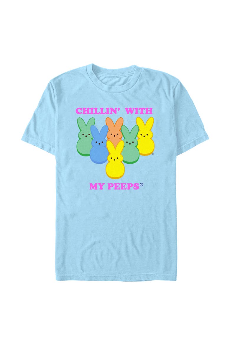 Men's Peeps Chilling With My Friends  Graphic T-Shirt, Main, color, Light Blue