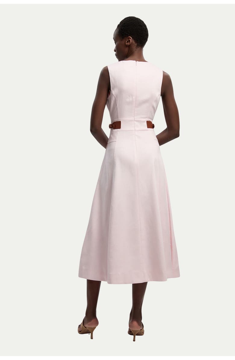 Karen Millen Petite Tailored Linen Full Midi Dress, Alternate, color, Blush