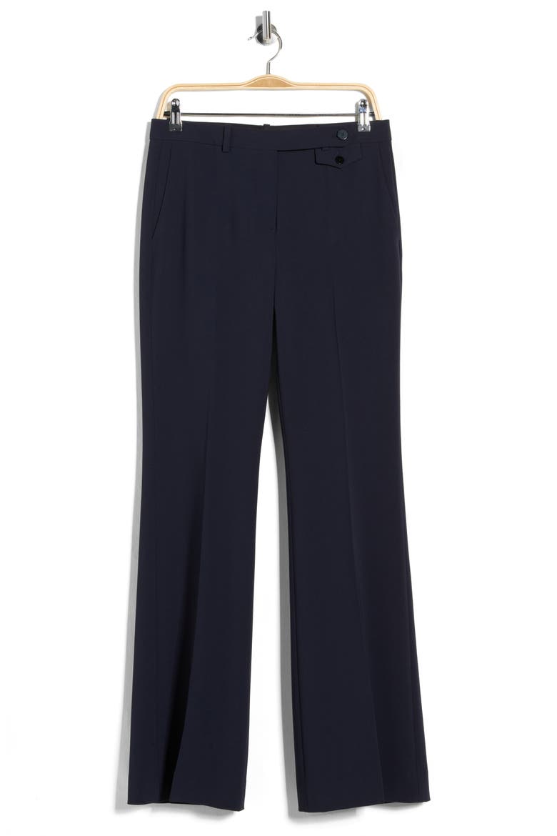 High Waist Flare Leg Crepe Pants, Alternate, color, NEW NAVY