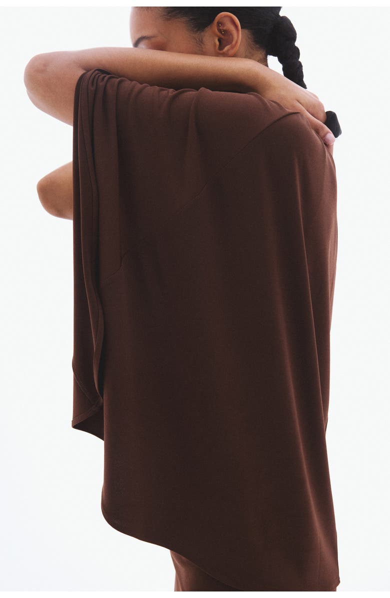 H&M Draped Cape-detail Dress, Alternate, color, Dark Brown