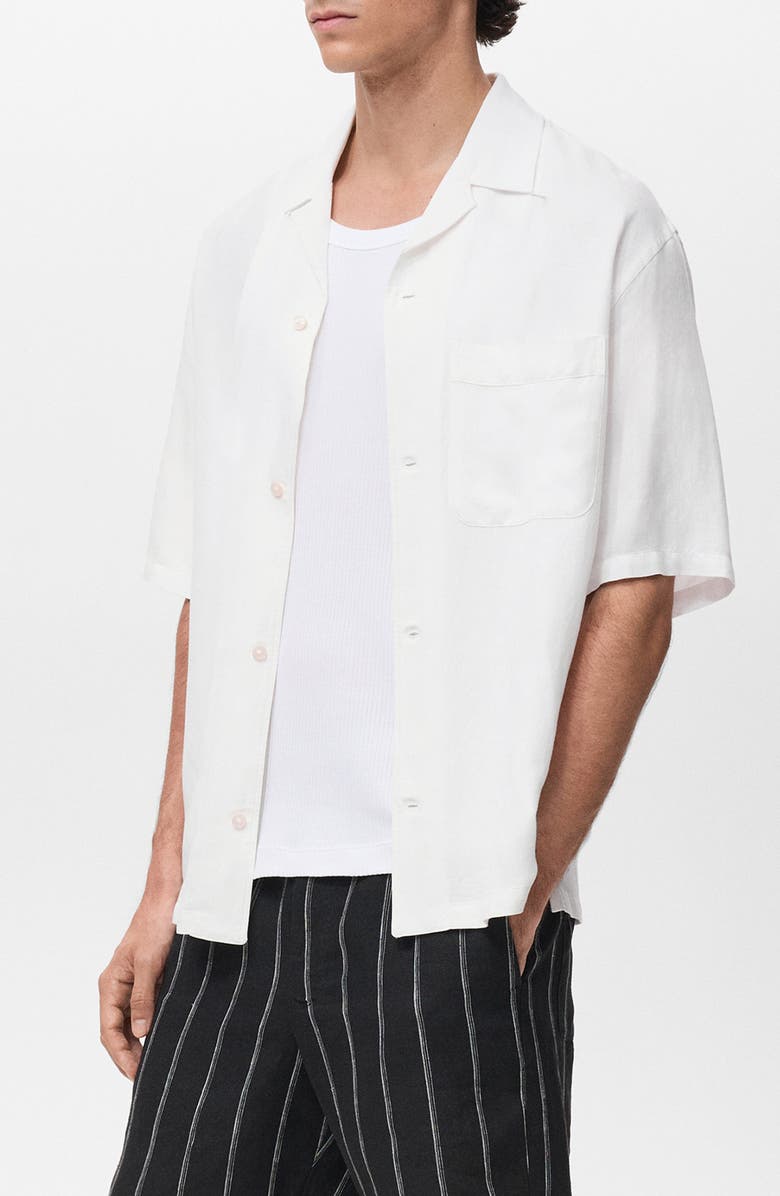 MANGO Regular Fit Camp Shirt, Alternate, color, Off White