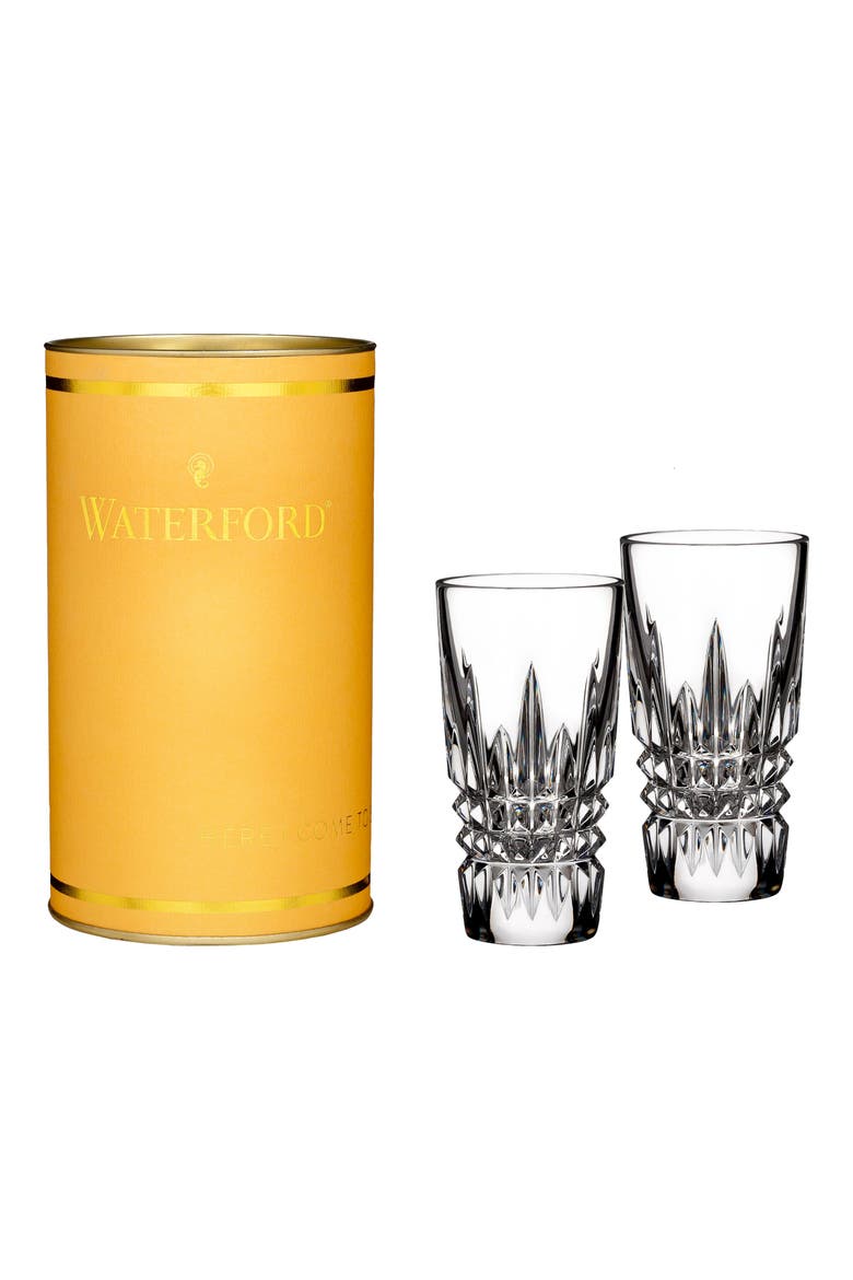 Giftology Lismore Diamond Set of 2 Lead Crystal Shot Glasses, Main, color, CRYSTAL
